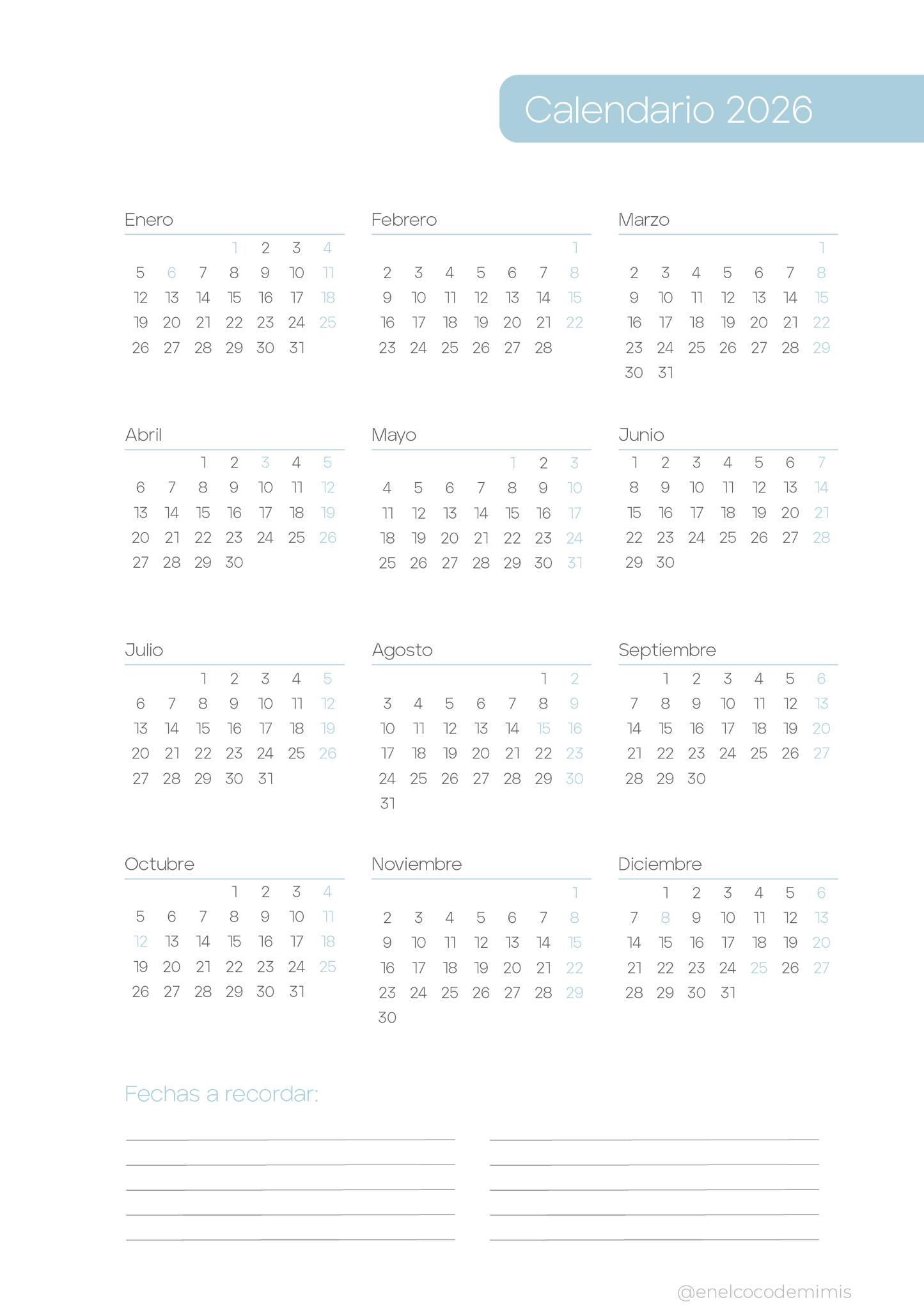 Agenda escolar 25-26 - Versión digital (PDF descargable)